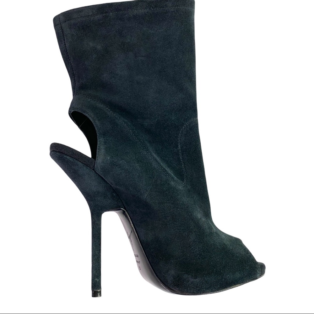 Giuseppe Zanotti Alien Boots Booties Black Suede Open Toe Cut Out - Picture 8 of 13